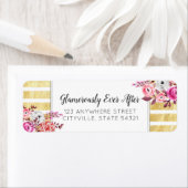 ピンクフローラ&金ゴールドグラムウォーター色差出人住所 ラベル (インサイチュ)