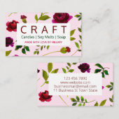 ピンクフローラDIYクラフトキャンドル豆溶液及び石鹸 名刺 (正面/裏面)