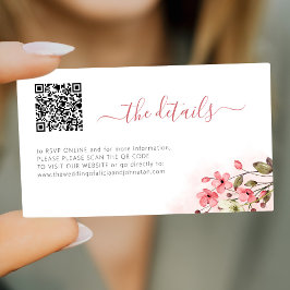 ピンクフローラQRコード結婚のウェブサイト詳細 エンクロージャーカード