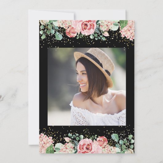 ピンクフローラRN看護卒業パーティーの写真 招待状 (裏面)