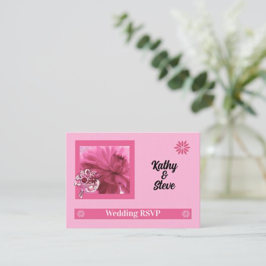 ピンクフローラRSVPミニ応答 エンクロージャーカード (スタンド正面)