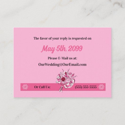 ピンクフローラRSVPミニ応答 エンクロージャーカード (裏面)