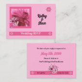 ピンクフローラRSVPミニ応答 エンクロージャーカード (正面/裏面)