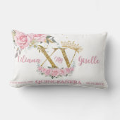 ピンクフローラXV 15金ゴールドクインセアニラクインズキープサケ ランバークッション (正面)