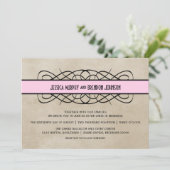 ピンクフローリッシュ縁ど結婚式招待状 招待状 (スタンド正面)