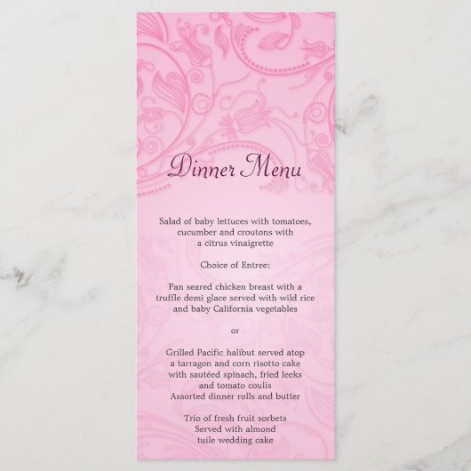 ピンクフローリッ結婚シュのメニュー メニュー (正面)