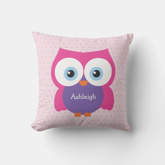 ピンクフーフクロウ居心地の良い森林動物アクセント クッション (正面)