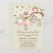 ピンクフール&ビルダージュ婚約パーティ招待状 招待状 (正面/裏面)