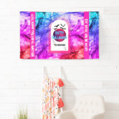 ピンクフ不気味ルムーンこうもりハッピーハローウィンへようこそ 横断幕 (インサイチュ)