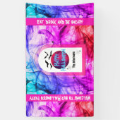 ピンクフ不気味ルムーンこうもりハッピーハローウィンへようこそ 横断幕 (縦)