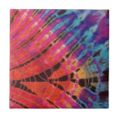 ピンクブカラフルルー抽象芸術モダンろうけつ染め絞り染め タイル (正面)