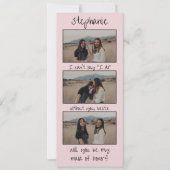 ピンクブックマークフォトストリップメイド・オブ・オーナー(花嫁付き添い人)提案 セーブザデート (正面)