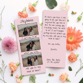 ピンクブックマークフォトストリップメイド・オブ・オーナー（花嫁付き添い人）提案 セーブザデート