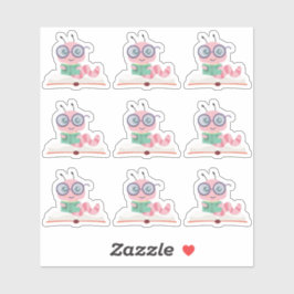 ピンクブックワームテーマシール シール