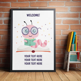 ピンクブックワームテーマポスター ポスター