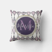 ピンクブッシュハーレクインモノグラムグリッター クッション (裏面)