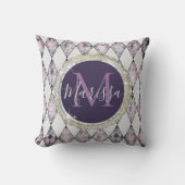 ピンクブッシュハーレクインモノグラムグリッター クッション (正面)