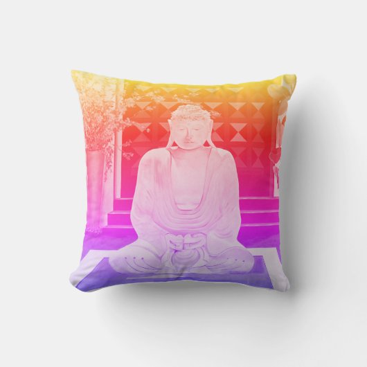 ピンクブッダ装飾用クッション クッション (正面)
