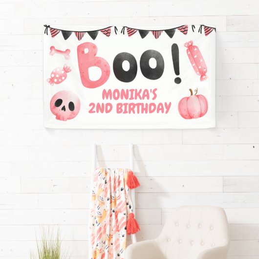 ピンクブツーガールハローウィンパーティ2nd誕生日 横断幕 (インサイチュ)