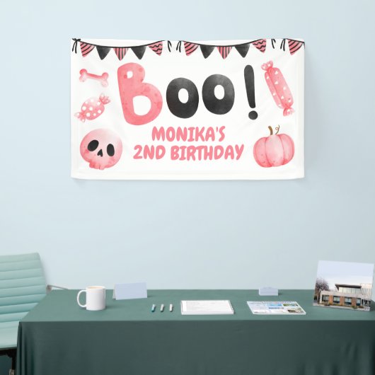 ピンクブツーガールハローウィンパーティ2nd誕生日 横断幕 (トレードショー)