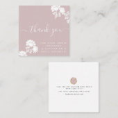 ピンクブティック美しいサンキューロゴスクリプト スクエア名刺 (正面/裏面)