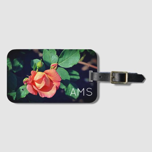 ピンクブディングバラモノグラム ラゲッジタグ (正面横)