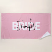 ピンクブパーソナライズされたライドタイポグラフィ ビーチタオル (正面)