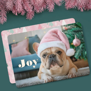 ピンクブフランスのルドッグフォイルクリスマスホリデーカード 箔シーズンカード