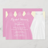 ピンクブモダンライドメイズブライドドレスブライダルシャワー 招待状 (正面/裏面)