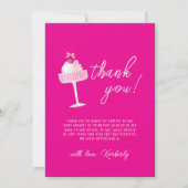 ピンクブユニークランチさくらんぼシャンパンベビーシャワー サンキューカード (正面)