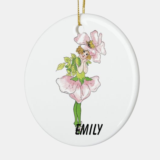 ピンクブライアルバラフラワーフローラおもしろいかわいい女の子 セラミックオーナメント (左)