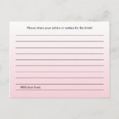 ピンクブライダルシャワーアドバイスカード アドバイスカード (裏面)