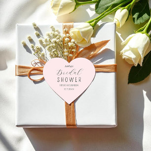 ピンクブライダルシャワーエレガントスクリプトステッカー ハートシール