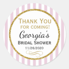 ピンクブライダルシャワーサンキューメッセージカード ラウンドシール