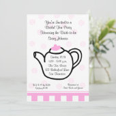 ピンクブライダルシャワーティーパーティの招待状 招待状 (スタンド正面)