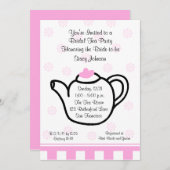 ピンクブライダルシャワーティーパーティの招待状 招待状 (正面/裏面)