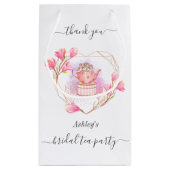 ピンクブライダルシャワーティーパーティー抱き枕 スモールペーパーバッグ (裏面)