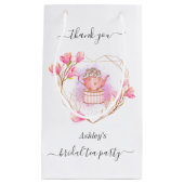 ピンクブライダルシャワーティーパーティー抱き枕 スモールペーパーバッグ (正面)