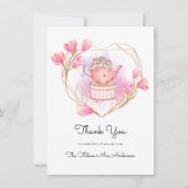 ピンクブライダルシャワーティーポットサンキューカード サンキューカード (正面)