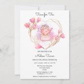 ピンクブライダルシャワーティーポットパーティの招待状 招待状 (正面)