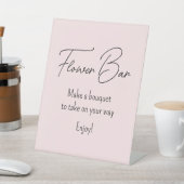 ピンクブライダルシャワーフラワーバー 台座サイン (インサイチュ)