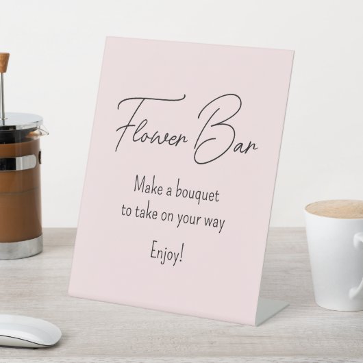 ピンクブライダルシャワーフラワーバー 台座サイン (インサイチュ)