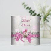ピンクブライダルシャワーホワイトレースガーター 招待状 (スタンド正面)