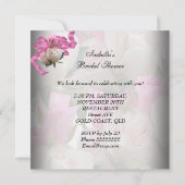 ピンクブライダルシャワーホワイトレースガーター 招待状 (裏面)