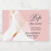ピンクブライダルシャワーポップ・アートのザコルクミニ スパークリングワインラベル (シングルラベル)