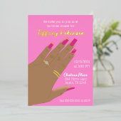 ピンクブライダルシャワーリングや輪アフリカ系アメリ実在カ人 箔招待状 (立ち正面)