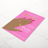 ピンクブライダルシャワーリングや輪アフリカ系アメリ実在カ人 箔招待状 (回転した状態)