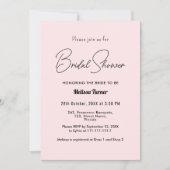 ピンクブライダルシャワー書道スクリプト 招待状 (正面)