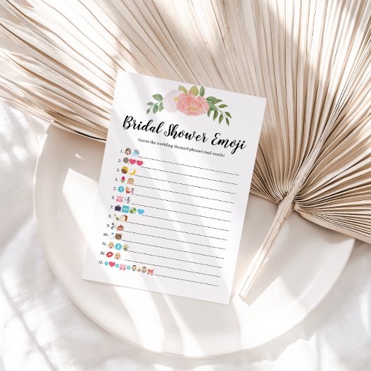 ピンクブライダルシャワー絵文字ゲームカード 招待状