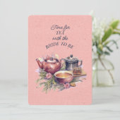 ピンクブライダルティーパーティーティーポット招待状 案内状 (スタンド正面)